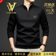NASAOVER輕奢侈男士高端t恤長(cháng)袖2025秋冬款半拉鏈加絨衛衣品牌男裝打底衫 高檔黑色【可退貨送運費險】 L 建議120-130斤