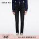MISS SIXTY2025冬季新款復合絨牛仔褲女雙扣腰顯瘦修身小腳鉛筆褲 黑灰 25