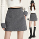 喬詩(shī)彤毛呢半身裙女春夏新款氣質(zhì)法式復古亮片短裙a字顯瘦高腰包臀裙子 亮片灰色 M