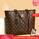 袋鼠卡拉2025秋冬新款百搭女士托特包女通勤大容量包包真皮女包斜挎手提包 棕色（禮盒+手包+卡包）