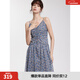 ELLE藍花度假風(fēng)設計感碎花吊帶連衣裙女2025春季新款洋氣時(shí)髦裙子 藍花 S