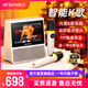 山水（SANSUI）家庭ktv藍牙音響便攜唱歌卡拉ok歌詞顯示音箱k歌話(huà)筒麥克風(fēng)一體式兒童情人節男女生日禮物 V17米白色【多功能智能K歌音響】