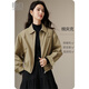 晚白【斷碼清倉】今年流行穿搭巴恩風(fēng)夾克外套女時(shí)髦棉感大碼上衣 卡其色 L