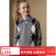 ELLE KIDS高智學(xué)院感菱格Polo領(lǐng)毛衣秋季女童新款翻領(lǐng)針織正肩套頭毛衣