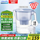 飛利浦（PHILIPS）凈水壺 濾水壺 家用凈水器 廚房自來(lái)水過(guò)濾器 濾水器 過(guò)濾器濾芯 便攜凈水杯 AWP2814藍色/白色 專(zhuān)家版【1壺7芯】 天藍