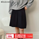 Olrain歐芮兒2025新款女裝秋季法式藍色顯瘦百褶半身裙優(yōu)雅A字裙 深藍色 M 160/68A/M