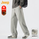 JEEP美國正品高端衛褲男士秋冬垂感寬松抽繩運動(dòng)休閑褲春秋條紋彎刀褲 燕麥色 常規 【官方正品】 33