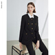 朗姿法式復古高級感氣質(zhì)肌理感短款外套秋新款時(shí)尚醋酸短外套 黑色 L