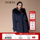 PORTS寶姿秋冬新品女裝中長(cháng)款連帽毛領(lǐng)羽絨服SM9U017NZP012 丈青 XS