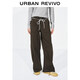 UR2026春季新款女裝復古潮流撞色腰繩彎刀休閑長(cháng)褲UYL860016