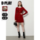 DPLAY2025年秋季新款法式紅色連衣裙女新年短款裙子長(cháng)袖針織短裙 新年紅 M