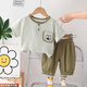 胖東來(lái)男童夏裝套裝新款2025洋氣寶寶短袖兩件套嬰兒夏季衣服短同款 綠色_XY24028 100 cm
