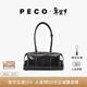 PECO小丑保齡球包植鞣皮長(cháng)柄法棍腋下通勤單肩波士頓包新年情人節禮物 中號經(jīng)典黑頭層熔巖油蠟牛皮