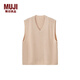 MUJI女式 羊絨 背心 針織毛衣女裝上衣外套冬季 BG69CC4A 米色 L （165/88A）