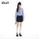 DZZIT【劉浩存同款】地素襯衫2025秋季學(xué)院風(fēng)花邊格紋上衣女3J3C4013T 深藍色 XS