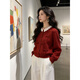鹿王戀雪韓系甜美紅色毛衣女秋冬季2025年新款寬松百搭軟糯針織衫外套上衣 紅色 L 106-115斤