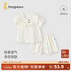 童泰（TONGTAI）童泰女寶寶短袖套裝夏季嬰兒衣服女童上衣短褲睡衣家居服內衣網(wǎng)眼 米白 100