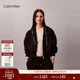 Calvin KleinJeans25秋冬新款女美式休閑ck寬松抓絨提花織帶連帽開(kāi)衫外套衛衣
