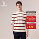 哈吉斯（HAZZYS）男裝 2025秋季新款休閑圓領(lǐng)男上衣條紋純棉長(cháng)袖T恤男ABTZE0CCE66 酒紅色WN XL （180/100A 50）