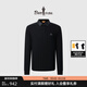 比音勒芬【彈力親膚】秋季男士舒適上衣時(shí)尚休閑復古格紋翻領(lǐng)長(cháng)袖polo衫男 07黑 M /100