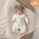 北鼻嘟嘟新生嬰兒連體衣秋冬裝夾棉保暖薄棉純棉嬰幼兒睡衣小月齡寶寶衣服 圍巾熊【40g薄棉 保暖連體衣】 73cm 建議4-8月 體重13-18斤