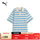 彪馬（PUMA）純棉寬松條紋短袖T恤POLO衫男女情侶新款運動(dòng)上衣 633857 淺藍色-57 L (180/100A)