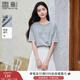 香影灰色t恤女短袖2025夏季新款花邊拼接純棉減齡蝴蝶結上衣小衫 淺灰 M 160/84A/95-110斤