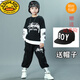 G.duck男童春秋街舞潮裝嘻哈帥氣架子鼓演出服男孩套裝炫酷少兒走秀服 上衣+長(cháng)褲+帽子現貨 130碼(建議身高125)現貨