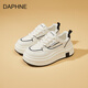 達芙妮真皮厚底小白鞋女2025秋冬新款加絨增高簡(jiǎn)約板鞋輕便運動(dòng)休閑鞋 黑色 【新品推薦】 37