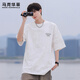 馬克華菲重磅純棉短袖t恤男夏季美式扎染復古寬松休閑男生體恤 白色 XL