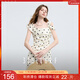 三彩2025夏季新款法式復古溫柔風(fēng)波點(diǎn)方領(lǐng)連衣裙收腰長(cháng)裙F