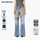 ANN ANDELMAN【盧昱曉同款】藍色微喇牛仔褲疊穿綁帶兩件式喇叭褲 藍色 XS