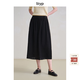 旅途原品ltyp 100%亞麻文藝半裙極簡(jiǎn)百搭黑色A字七分半身裙女冬季 烏梅黑 M