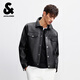 杰克·瓊斯（JACK&JONES）男裝26年春秋季新款仿皮衣外套男士潮流休閑風(fēng)翻領(lǐng)PU荔枝紋皮夾克 E40黑色 常規 M （175）