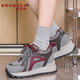 布諾旅（BRONOLV）小個(gè)子8CM內增高女鞋2026秋冬復古真皮厚底休閑運動(dòng)鞋阿甘德訓鞋 格雷灰【增高8cm】 39 【標準碼】