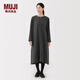 MUJI女式 起毛 長(cháng)袖連衣裙 女裝裙子長(cháng)裙25年冬季連身裙 BC2O3C5A 深灰色 M （160/84A）