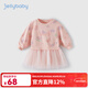 JELLYBABY[抗菌]女童連衣裙兒童甜美衛衣裙秋裝新款公主裙寶寶網(wǎng)紗洋氣裙子 粉色 120