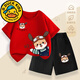 G.duck小黃鴨兒童套裝夏季中小童短袖短褲男女寶寶Polo衫卡通寬松兩件套 【Polo衫套裝】紅色套裝L17 80 建議75-85cm9-12月 (建議身