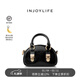 INJOYLIFE鎖扣饅頭包黑金千金風(fēng)高級感復古單肩斜挎包小手提包貝殼包 黑色