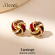 雅倫迪新年紅色耳環(huán)銀耳釘2026新款爆款小眾輕奢高級感氣質(zhì)獨特耳飾女