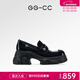 GG-CC【鞠婧祎同款】星系島嶼2024年新款樂(lè )福鞋厚底增高單鞋女G24U4835 黑色-鉆飾款（漆皮） 37