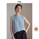 旅途原品ltyp 法國進(jìn)口100%亞麻文藝背心春極簡(jiǎn)休閑無(wú)袖外穿上衣 天空藍 M