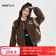 三福（SANFU）厚外套2025冬季學(xué)院風(fēng)圓標刺繡夾棉棒球服上衣女裝513349 咖啡色 S