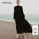 edition連衣裙女新款復古宮廷風(fēng)黑色壓褶氣質(zhì)長(cháng)裙禮服裙