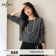 伊芙麗（eifini）蔣欣代言【真絲羊絨】高質(zhì)老錢(qián)風(fēng)圓領(lǐng)針織衫云柔上衣2025秋款 深灰 圓領(lǐng)開(kāi)衫 L