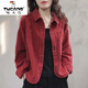 啄木鳥(niǎo)（TUCANO）2026春秋季新款女士短外套長(cháng)袖襯衫開(kāi)衫工裝夾克洋氣上衣女裝 紅色 2XL (建議130斤-145斤)