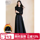 晚白【加絨款】爆款內搭保暖小黑裙冬款時(shí)尚長(cháng)裙顯瘦a字連衣裙 黑色 XL
