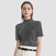 AITU半高領(lǐng)絲絨短款T恤顯瘦墊肩專(zhuān)柜同款打底衫女裝小個(gè)子彈力內搭 灰 短袖款 M