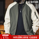 馬登工裝 美式復古撞色MA1飛行員夾克男秋季插肩拼色棒球服休閑外套 軍綠撞白 XL