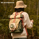 Mr.ace Homme輕便防水大容量露營(yíng)包旅行書(shū)包運動(dòng)戶(hù)外背包男 山系綠+杏帽子
